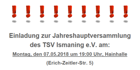 Jahreshauptversammlung TSV Ismaning e.V.